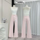Lin Xiuxia Early Spring Vibrant Pink High-Waisted Straight-Leg Jeans for Women, Hip-Hugging, Drapey, Casual Long Pants