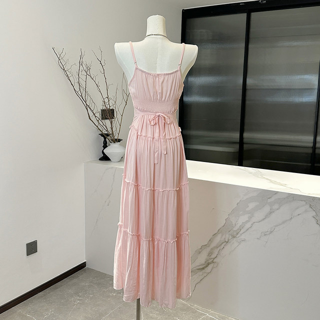 Lin Xi Xi[Romantic Holiday]Minimalist Elegant Waist-Cinching White Dress V-Neck Fairy Strap Dress Summer