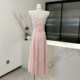 Lin Xi Xi[Romantic Holiday]Minimalist Elegant Waist-Cinching White Dress V-Neck Fairy Strap Dress Summer