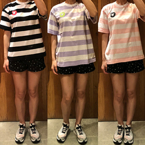 Hong Kong CHOCOOLATE 21 summer womens dress striped fashion tide pattern casual short sleeve T-shirt 1917