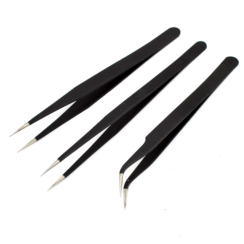 Stainless steel tweezers Mobile phone repair tweezers Bird's nest hair pick tweezers Non-anti-static elbow pointed tweezers pliers