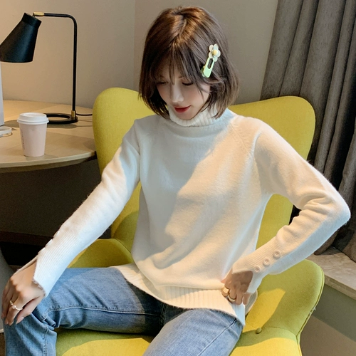 Демисезонный трикотажный комплект, приятный телу лонгслив, свитер, 2019, увеличенная толщина, в корейском стиле