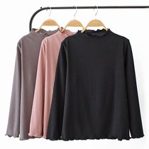 Fatty plus size womens 19 Autumn New loose fat MM Korean version of foreign gas pit solid color sweater base shirt