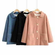 Add fat plus size women's 19 autumn and winter new loose fat mm Korean double-sided wool lamb lapel coat