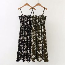 Fatty plus size womens clothing 2021 summer New loose thin fat MM Korean sling dress chiffon floral skirt