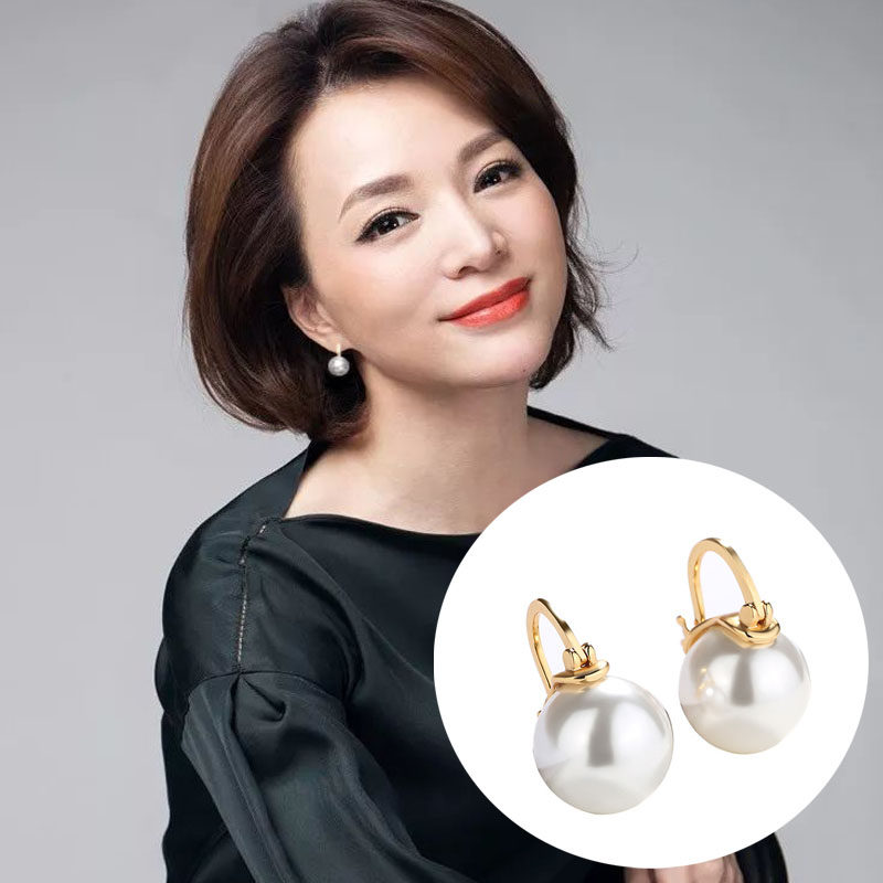 Dong Qing with earrings female ear ring earrings Liu Tao retro pearl bead ear buckle high sense drop earrings S925 sterling silver