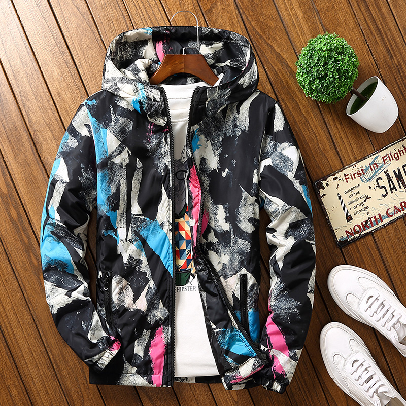 Áo khoác cotton nam XL giản dị nhẹ mùa đông ngụy trang áo khoác cotton xu hướng áo béo mùa đông béo áo khoác uniqlo