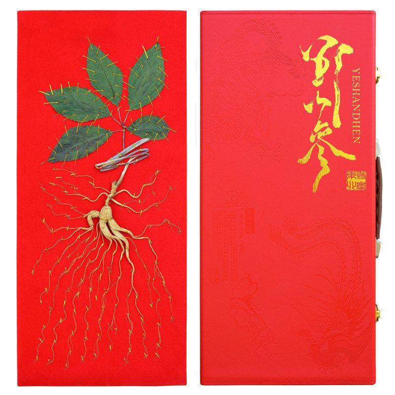 Wild Mountain Ginseng gift box with stem leaf Changbai Mountain One and other products Wild Ginseng Lower old moving mountain ginseng Whole Branches certificate
