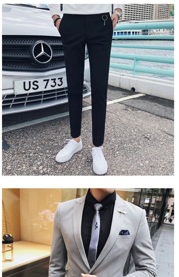 Kinh doanh phù hợp với bộ vest nam phiên bản Hàn Quốc của thanh niên tự tu đẹp trai thêu nhỏ phù hợp với bộ đồ cưới hai mảnh quần âu nam đẹp