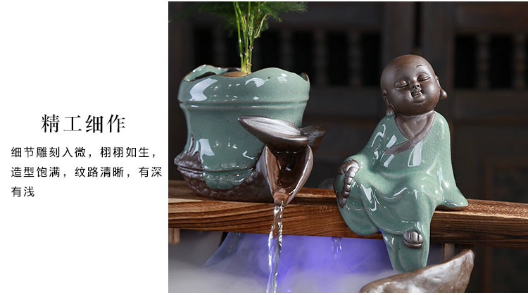 Sáng tạo phong cách Trung Quốc đài phun nước Feng Shui lucky phòng khách văn phòng tạo độ ẩm nhà mềm trang trí thủ công đồ trang trí