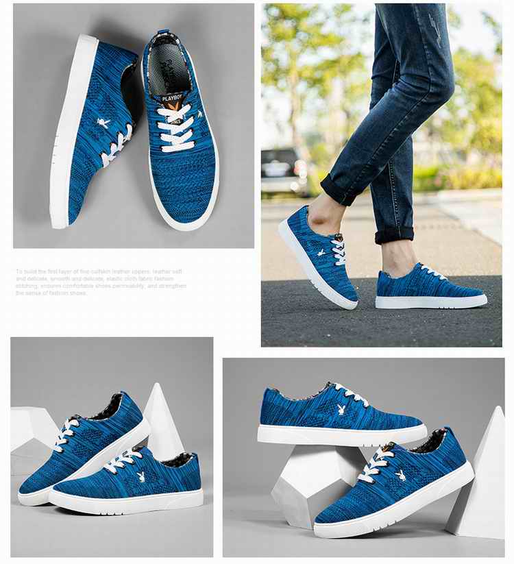 Playboy vải với giày jeans giày dệt thể thao giày thông thường yd thể thao đôi giày phẳng - Plimsolls giày thể thao nam sneaker