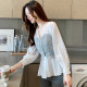 Chiffon shirt women's autumn 2021 new style women's waist top mid-length temperament shirt ruffled shirt