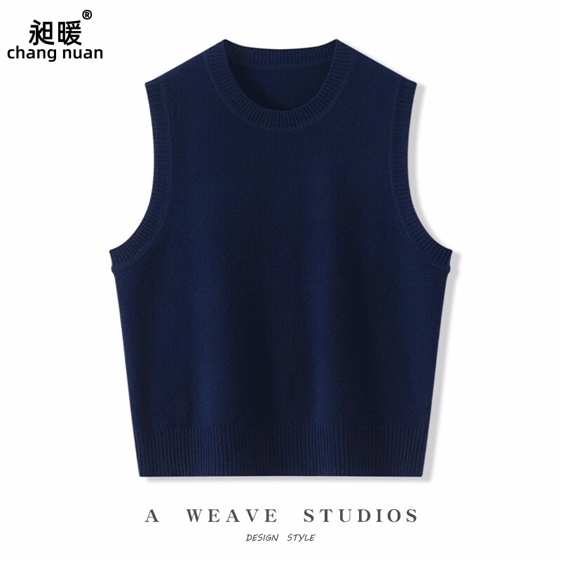 Versatile~ Spring and Summer Thin 100% Pure Wool Knitted Vest for Women, Round Neck, Loose, Sleeveless, Layering Outerwear Sweater Vest