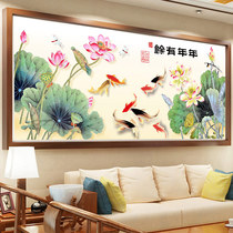 5D diamond painting full of diamonds 2021 new nine fish figure lotus crystal cross stitch living room more than one fish per year home