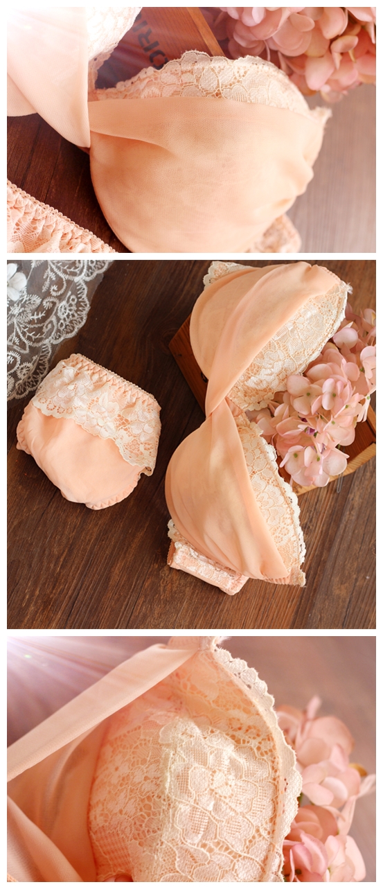 Nhật cỡ lớn voan dễ thương dễ thương cô gái mềm áo ngực phần mỏng loại đĩa thép lớn vòng đồ lót thoải mái đồ bơi đẹp