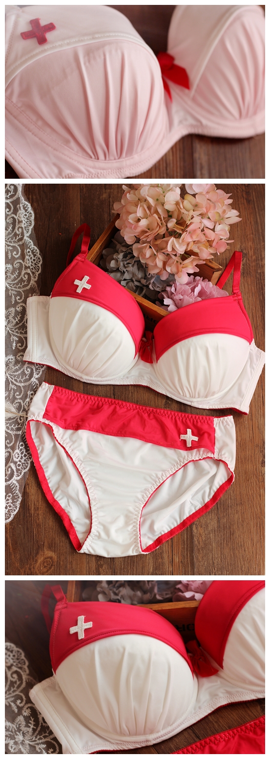 Cotton mỏng dễ thương dễ thương kích thước lớn chất béo m bra cosplay y tá đồng phục cám dỗ cô gái đồ lót quần lót nữ đẹp