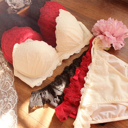 Ultra Beauty Dark Temperament Cute Big Cups Day Ensemble Single Bra Low Chicken Hearts Fancy Deep V65CE70B Fairy Bra-Taobao