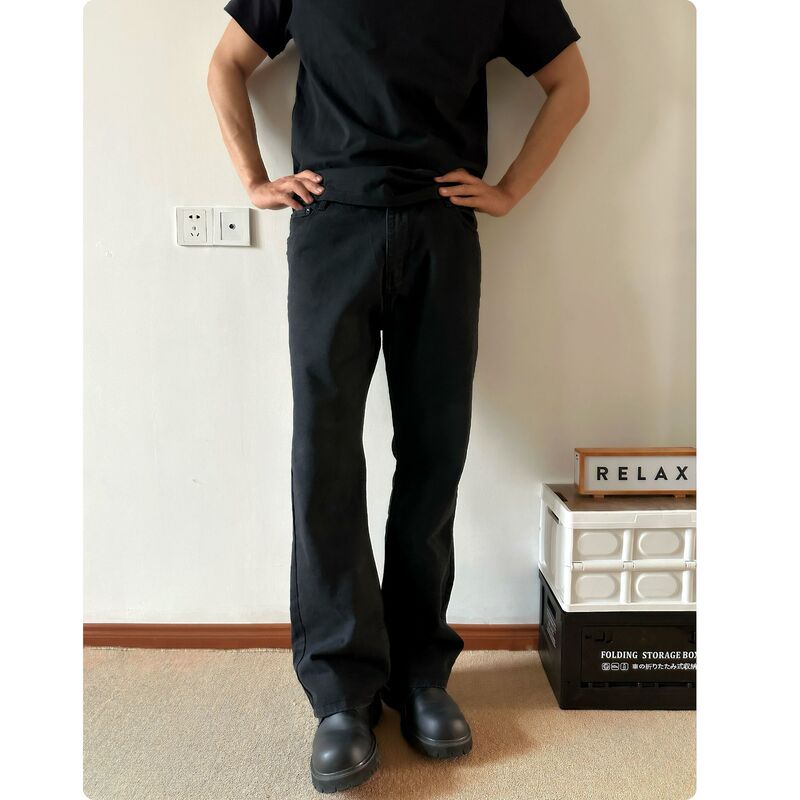 Ldnf Studio American Retro Washed Distressed Bootcut Jeans Men's Straight Wide-Leg Pants Versatile Pants