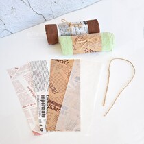 Square towel roll white newspaper packaging towel roll box bread cake roll cut block flight plastic oil-proof paper hemp rope