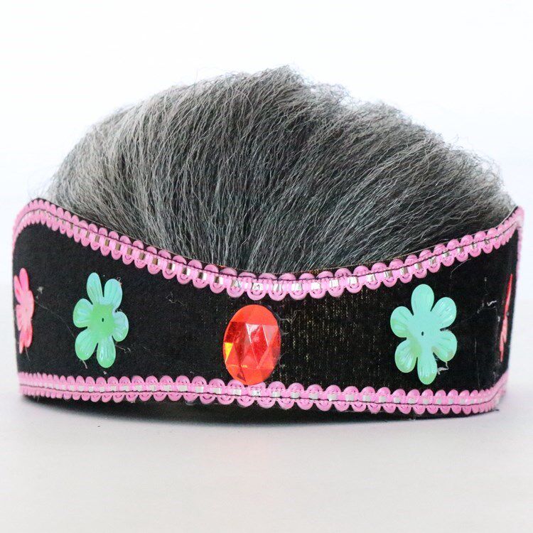 2020 new twist Yangge headdress head flower two-person matchmaker headgear Old lady wig hat dance