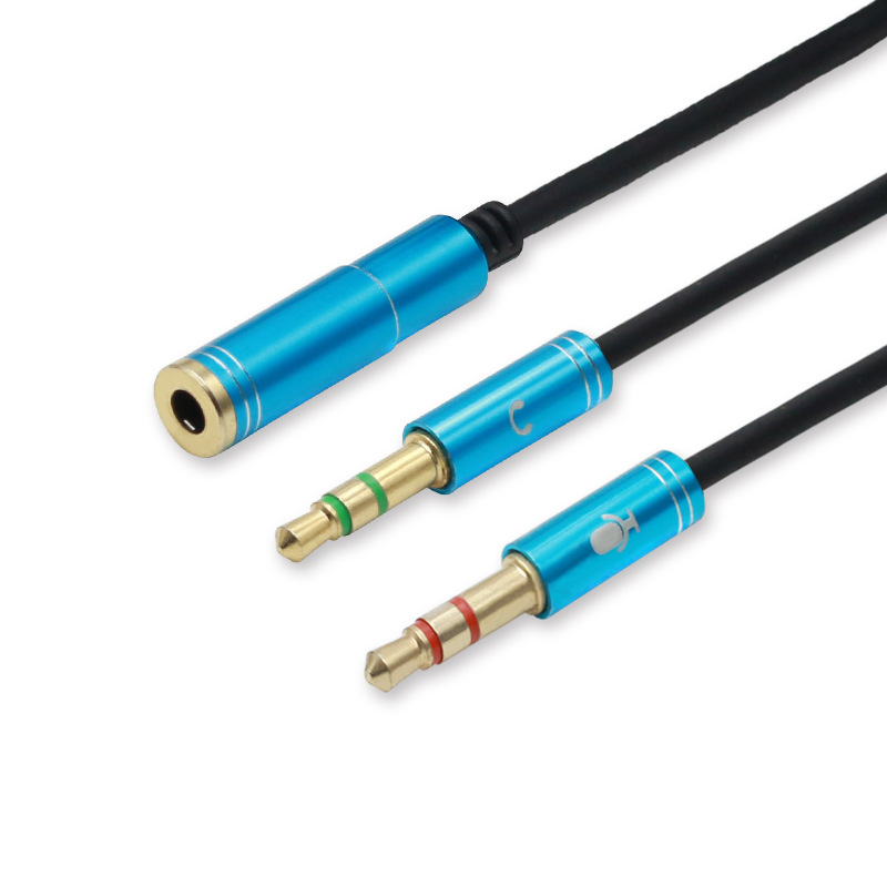 3 5mm one point two audio cable single hole computer headset headphone adapter 3 5 female to double 3 5 male extension cable