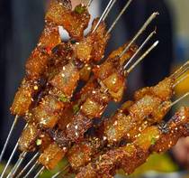 Beef tendon skewers big kebab skewers halal food fried iron plate barbecue commercial skewers 30 skewers bag