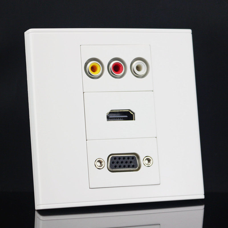 86 type in-line VGA with HDMI with audio and video in-line panel HD digital TV multimedia audio socket