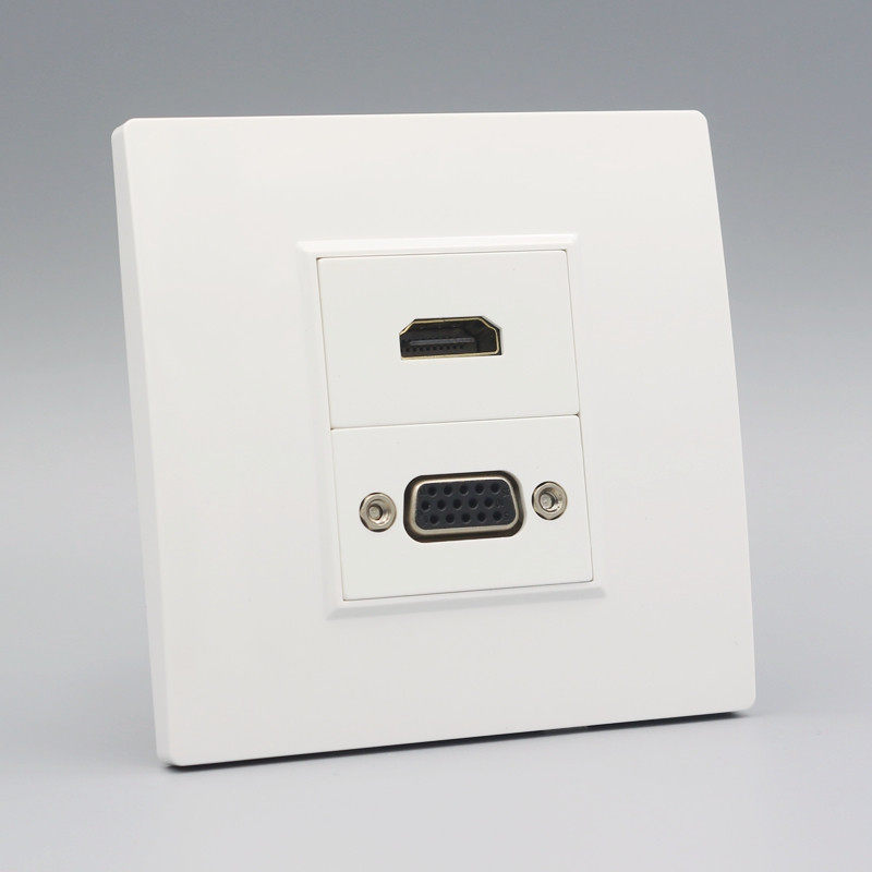 New 86 VGA HD multimedia projector wall plug switch VGA female head 2 0 version HDMI straight panel