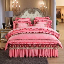 Two-meter large bed double bed with four sets with bed cover suede-side suede bed skirt 2 m 2 2 2 2-4m Winter