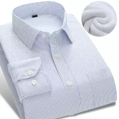 More than seven winter plus velvet padded shirt men long sleeve business slim Korean professional dress-free ironing cotton hot clothes