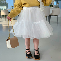 2022 female childrens clothing new mesh gauze Pengpeng Korean childrens skirt baby spring and autumn childrens short skirt