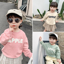 2022 female childrens clothing new letters Korean casual Childrens pullover clothes female baby Autumn foreign style coat