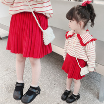 2022 female childrens clothing spring new variety college style Korean children pleated skirt female baby princess skirt