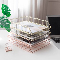 Office desktop storage rack layered magazine file rack metal iron A4 file basket table multi-layer data rack