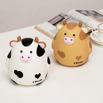 Cute cute cow enamel piggy bank childrens pocket money storage Cartoon creative piggy bank birthday gift ornaments