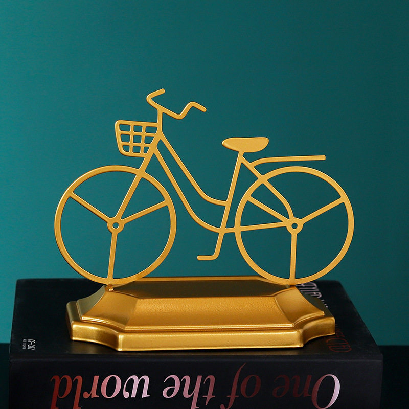 Nordic golden iron bicycle model decoration home living room TV cabinet wine cabinet desktop decoration crafts