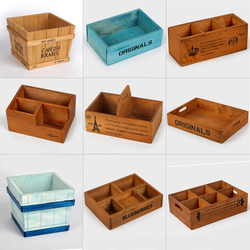 Creative Personality Woody Multimeat Flower Pot Wooden Meat Plant Indoor Potted Wood Box Home Desktop collection Box