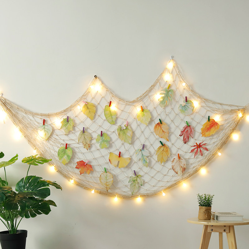 Mediterranean Fishing Nets Photos Photos Walls Ins Wind Room Decorations Wall Hanging Grid Hemp Rope Hanging Wall Decoration