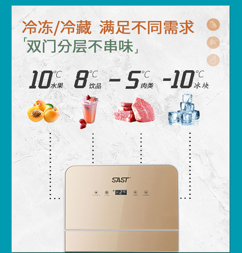 Sast Mini Refrigerator with Freezer and Cooler, Double-Door, Suitable for Rental Housing, Home, Dormitory, Office, Breast Milk, Small Freezer