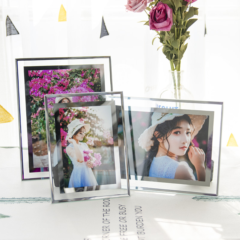 Glass Photo Frame Swing Bench 6 Inch 7 Inch 8 Inch Glass Crystal Photo Frame Decoration Desk Swing Table 7 Inch Photo Frame