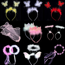 Childrens Day dress-up performance Veil Cartoon headdress Crown hairband Butterfly headband Fairy wand Angel wings headband