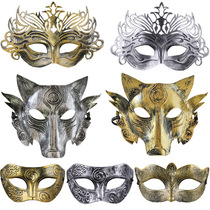 1 Halloween Retro antique mask Prom Man Mask Ancient Roman Gladiator Crown pattern Spartan Mask