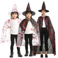 Trang phục hóa trang Halloween dành cho người lớn Mũ phù thủy có vết máu Áo choàng kinh dị Mũ phù thủy đồ ngủ cosplay mèo