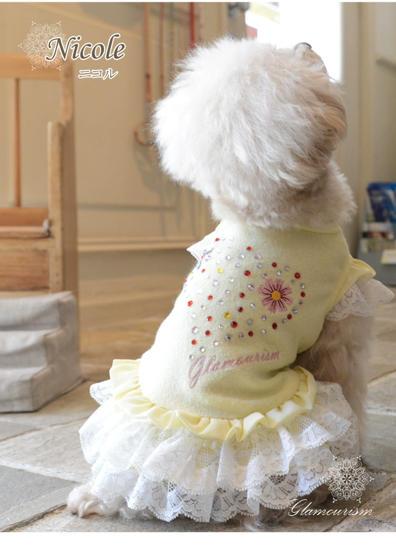 Spot chó cưng Nhật Bản mùa xuân và mùa hè ren rhinestone váy vest váy quần áo - Quần áo & phụ kiện thú cưng