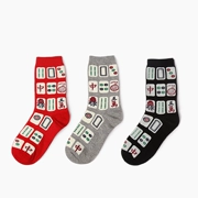 Đầy đủ 4 đôi vận chuyển Phong cách Trung Quốc cá tính sáng tạo Năm mới màu đỏ sock may mắn mạt chược nam nữ kích thước mã trong vớ cotton ống