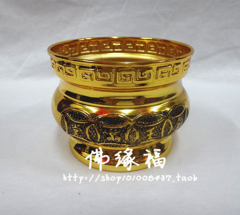 Alloy incense stove new ten pint gold plated incense stove supplies 4 inch gold titanium alloy into the treasure full of sandalwood