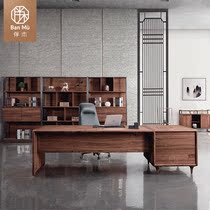 New Chinese Style Boss Table President Table Zen Mind Book Table And Chairs Combined Large Class Table Black Walnuts Furniture Full Solid Wood Desk