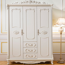 European wardrobe French wardrobe bedroom three door Childrens wardrobe cloakroom Korean pastoral wardrobe white carved flower