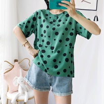 Cotton silk T-shirt womens short sleeves 2021 summer New loose thin fat mm artificial cotton cotton silk top shirt small shirt tide