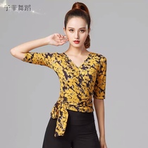 Latin dance clothing new style female adult dance clothing practice clothing modern ballroom dance V-neck fashion ballroom dance top